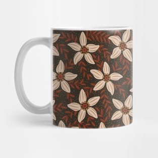 White flower stars in brown mist Mug